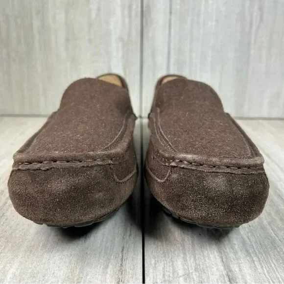 UGG Alder Espresso Brown Suede Leather Slip On Loafer Slipper Shoes Mens Size 9 - Picture 5 of 10